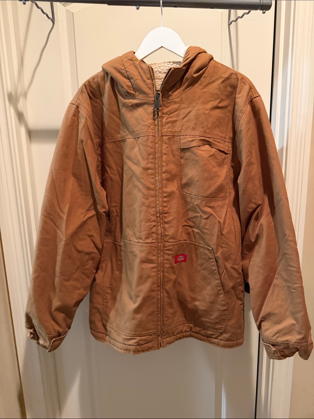 Dickies Tan Hooded Work Jacket with Sherpa Lining